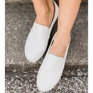PEYTON WHITE CROCODILE SLIP ON SNEAKERS